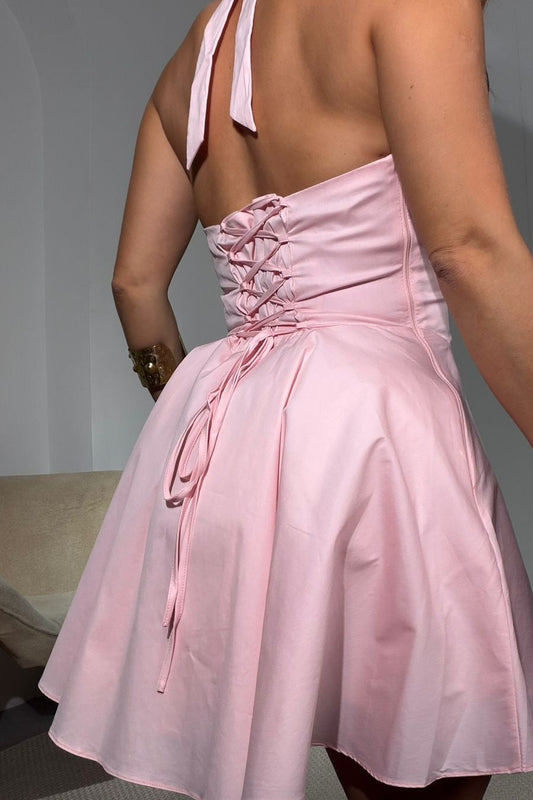 Mini Vestido Corset Rosado