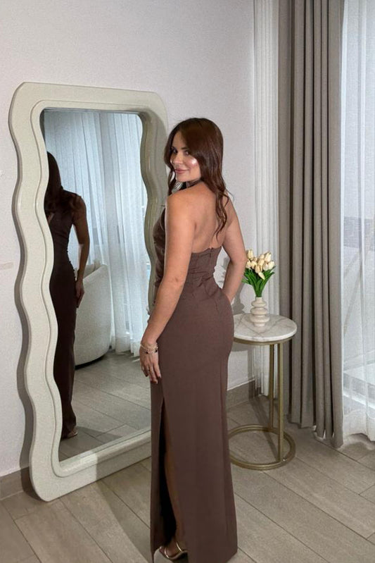 Maxi Vestido Mocca Escote Profundo