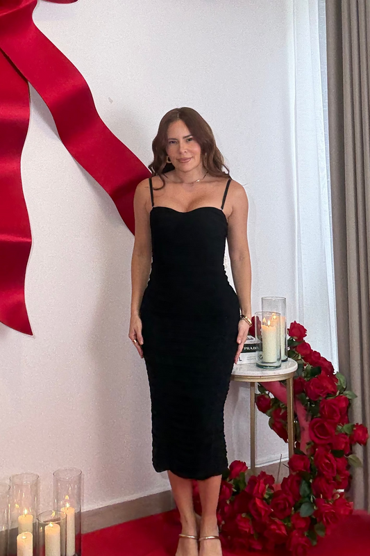 Midi Vestido Mesh Lapiz Negro