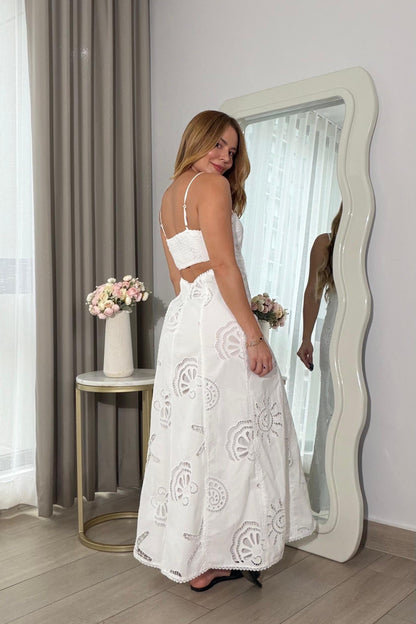 Vestido Escote Espalda Blanco